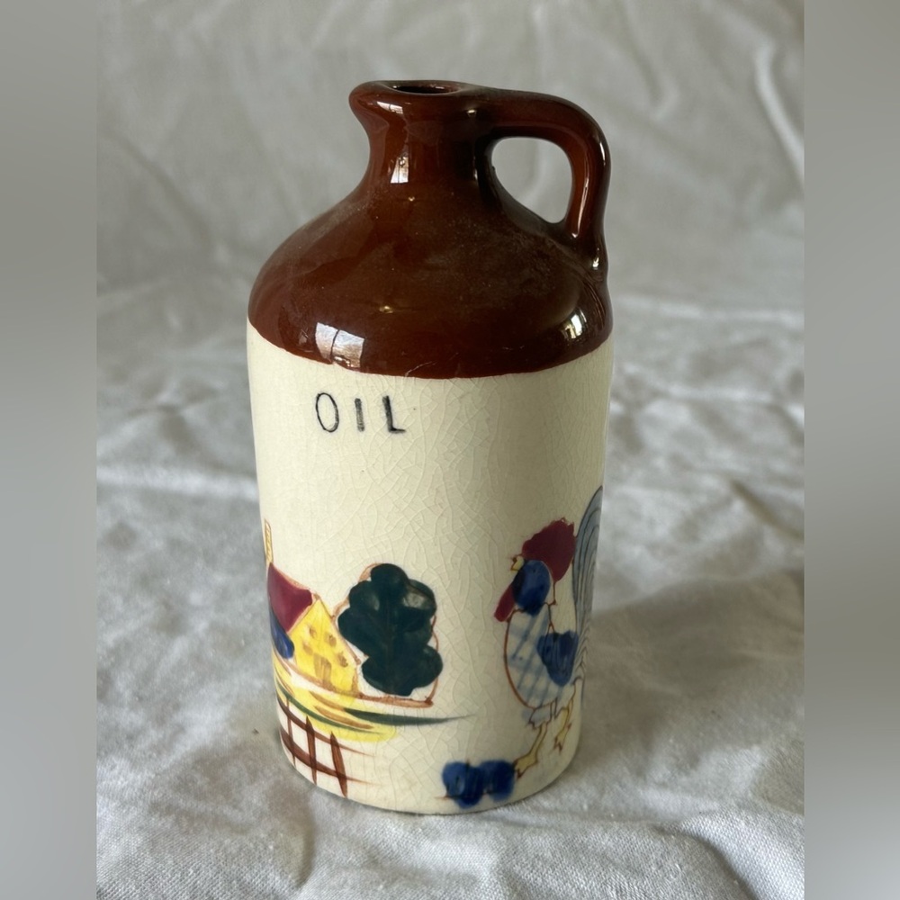 Vintage Pottery Oil Jar Cruet Relco Rooster | Missing Stopper